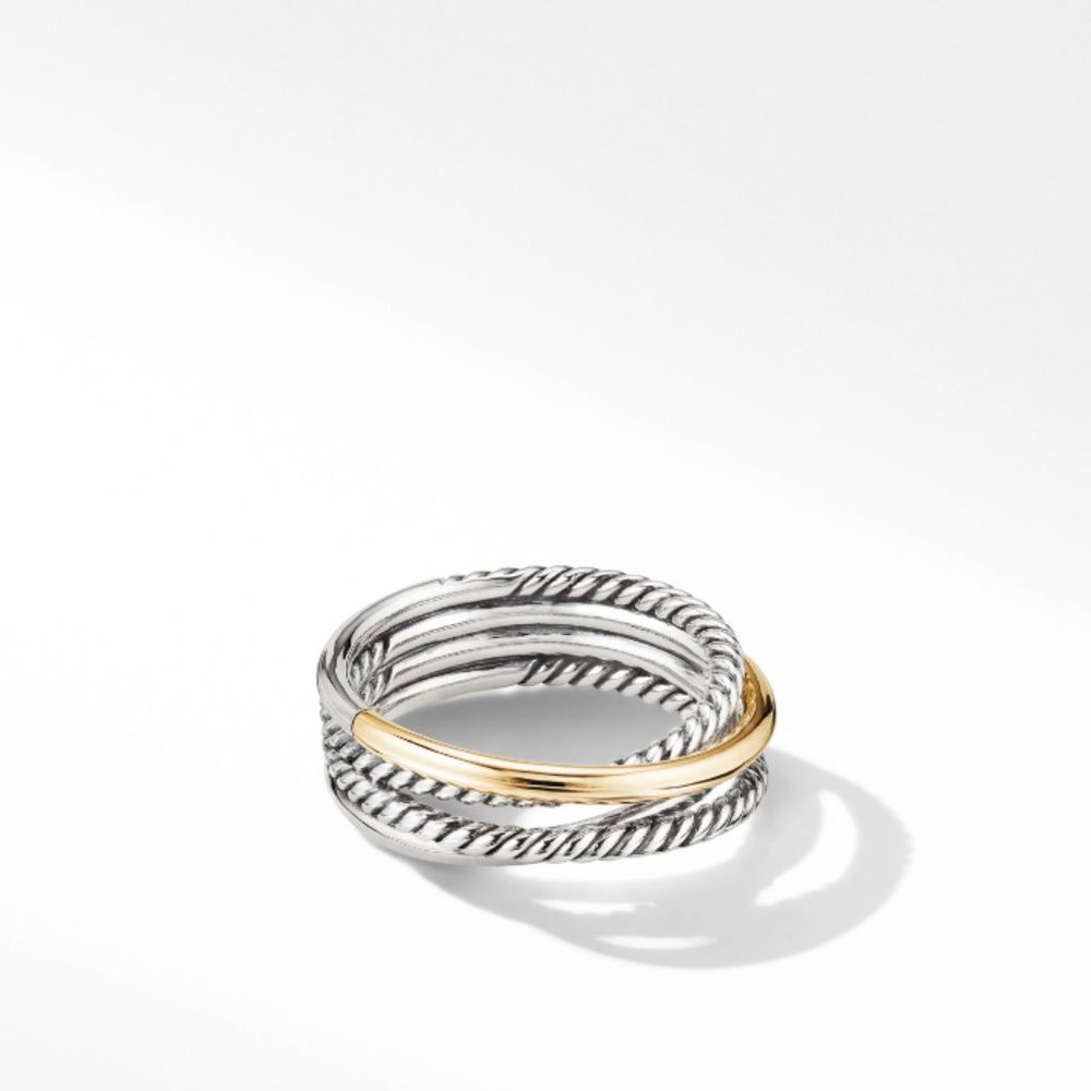 David Yurman Crossover Band Ring in Sterling Silver with 18K Yellow Gold